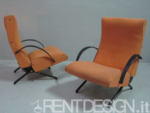 rent poltrone modernariato d'autore armchair arancioni osvaldo borsani tecna anni '50